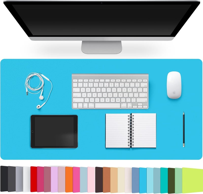 CADONO Leather Desk Pad Protector,Non-Slip Desk Pad,on-Slip PU Leather Large Mouse Pad,Easy Clean Desk Protecor Mat,Writing Pad for Office Work/Home/Decor(Bright Blue, 31.5" x 15.7") - Image 1