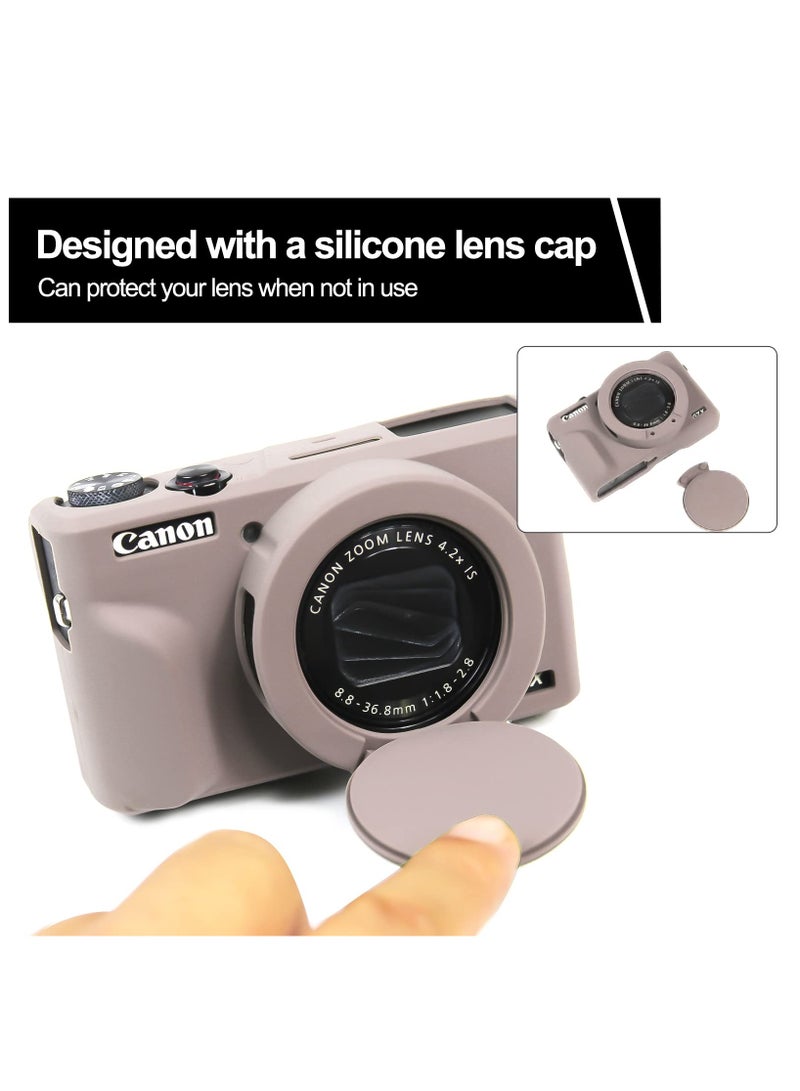 Case for Canon Powershot G7 X Mark III Digital Camera Soft Silicone Protective Cover with Removable Lens Cover for Canon Powershot G7X Mark III DSLR Camera (Tiffany Pink) - Image 3