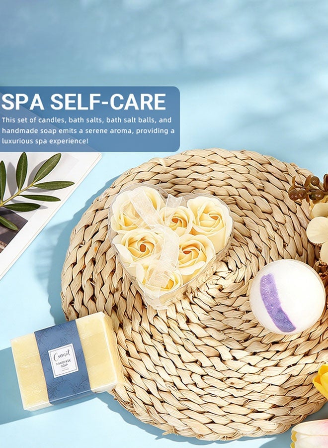 Hanayo Spa Gift Set Gifts for Women Happy Birthday Gifts Basket for Women Spa Gift Set for Ladies 7 Pcs Spa Gift Basket Set with Gift Box Relaxation Bath Gift Set for Wife and Best Friend(Blue) - Image 5