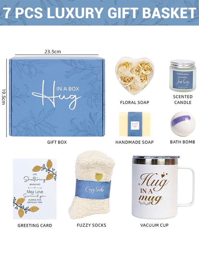 Hanayo Spa Gift Set Gifts for Women Happy Birthday Gifts Basket for Women Spa Gift Set for Ladies 7 Pcs Spa Gift Basket Set with Gift Box Relaxation Bath Gift Set for Wife and Best Friend(Blue) - Image 2