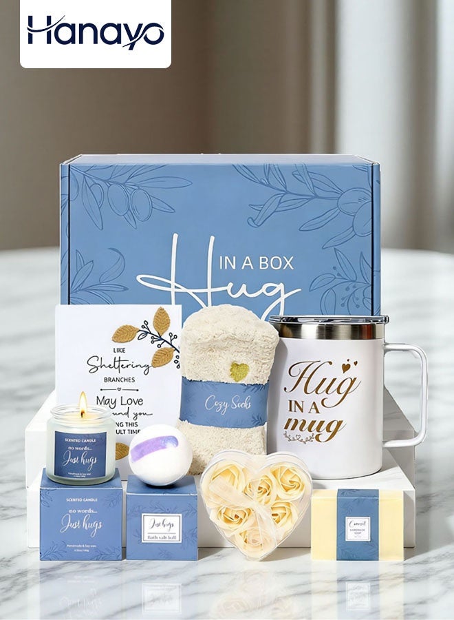Hanayo Spa Gift Set Gifts for Women Happy Birthday Gifts Basket for Women Spa Gift Set for Ladies 7 Pcs Spa Gift Basket Set with Gift Box Relaxation Bath Gift Set for Wife and Best Friend(Blue) - Image 1