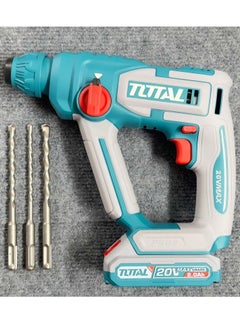 TOTAL Super Total 20V Lithium-Ion Cordless Rotary Hammer TRHLI201681 - SDS Plus, 850 RPM, 5100 BPM, 1.5J Impact Energy, LED Work Light, Includes 3 Drills & 2.0Ah Battery with Charger, Carrying Case TRHLI201681  - Image 3