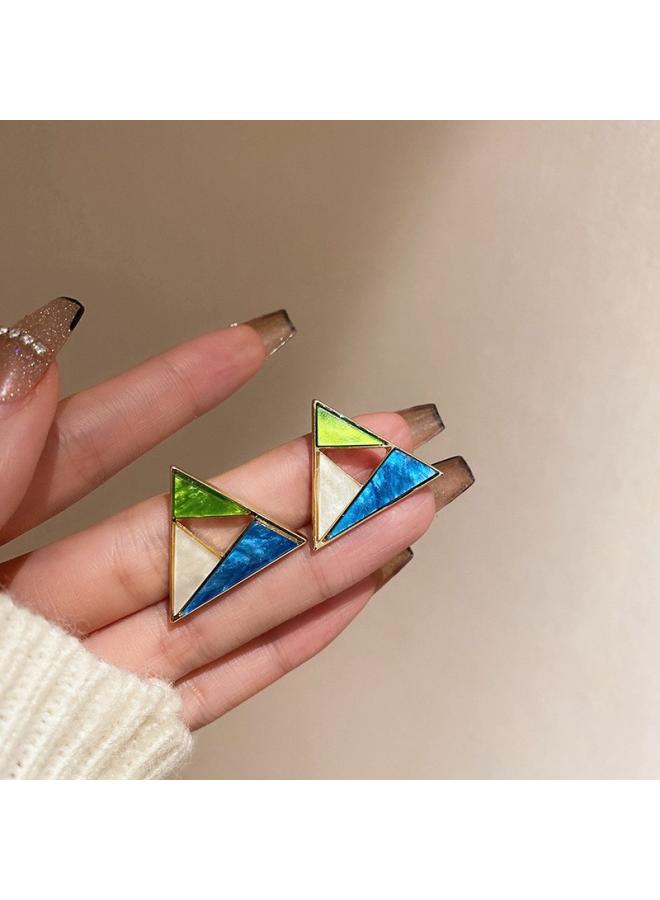925 Silver Needle Acrylic Geometric Earrings High Sense Niche Personality Fashion Earrings European And American Simple Earrings 