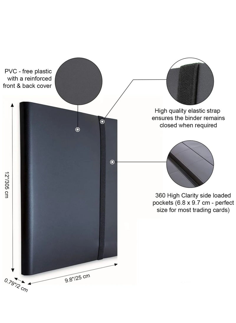 Superme - Sport Fans Gaming Card Collection Binder, 360 Pockets Side Loading TGG Trading Card Collection Book, Black - Image 1