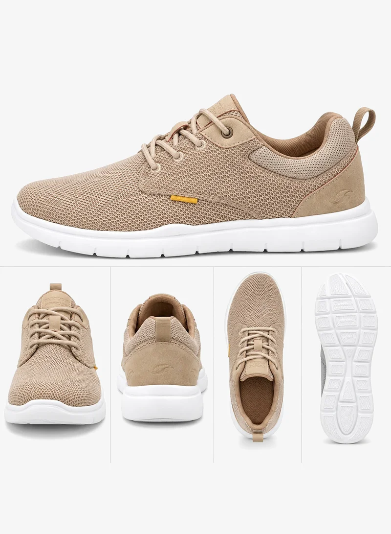 دوكرز باي جيرلي Men's Breathable Mesh Lace-Up Sneakers - Beige