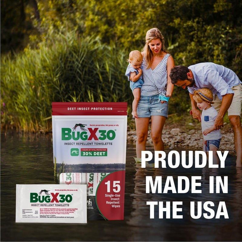 coretex Bug X 30 Mosquito, Tick, & Insect Repellent Wipes with 30% DEET - Pack of 100 Single-Use Bug Repellent Wipes for Up to 7 Hours of Reliable Protection Against 12 Types of Biting Insects - Image 2