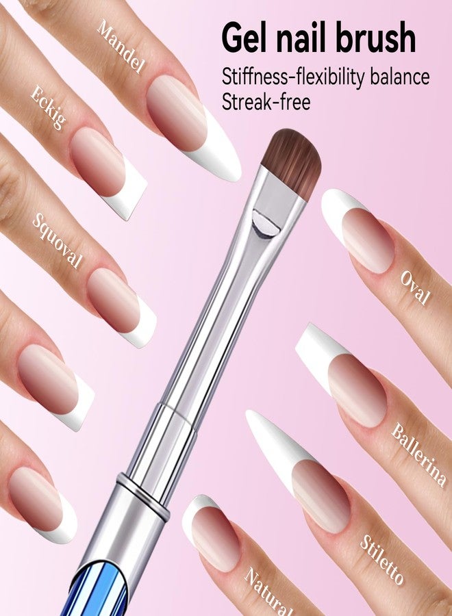 GSWOI French Tip Brush & Nail Cleaning Brush for Polygel & Gel Polish - Professional Nail Art Brush with smile lines, Acrylic Detailing Tool for French Manicures, Builder Gel & Precision Nail Art (F16) - Image 4