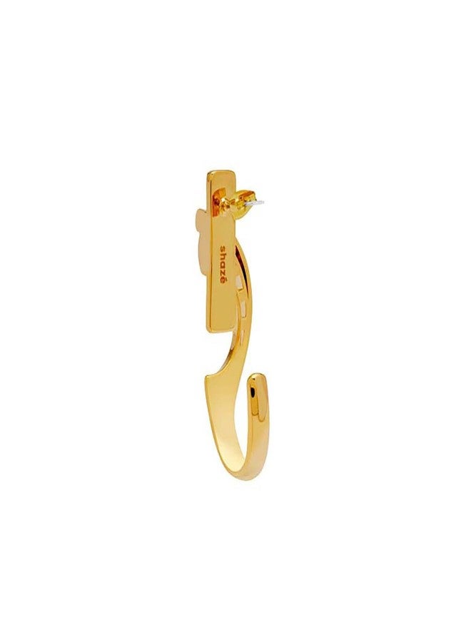 Shaze Tidal Lagoon Earrings | High gloss earrings for women | Made of Brass | mother of pearl and zirconias | Earring | Color - Gold | Rhodium plated - Image 5