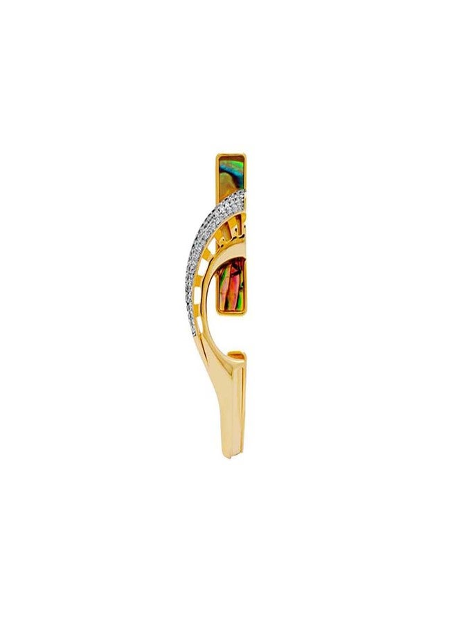 Shaze Tidal Lagoon Earrings | High gloss earrings for women | Made of Brass | mother of pearl and zirconias | Earring | Color - Gold | Rhodium plated - Image 3