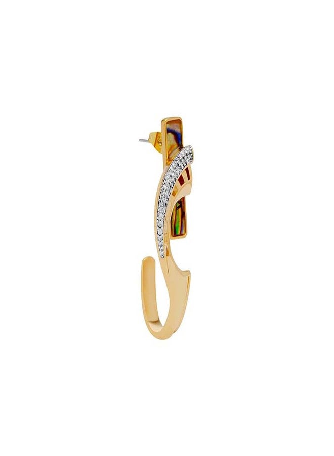 Shaze Tidal Lagoon Earrings | High gloss earrings for women | Made of Brass | mother of pearl and zirconias | Earring | Color - Gold | Rhodium plated - Image 4