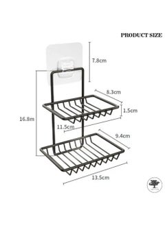 Sulfar Wall Mounted Double Layer Soap Dish Holder Stainless Steel Wall Hanging Soap Storage Rack for Kitchen Bathroom with Self Adhesive Magic Sticker (Black) - pzsku/Z6480F8BA29CDE1A6B244Z/45/_/1733915874/67add3fa-2390-4f79-ae18-5380c296fc0d