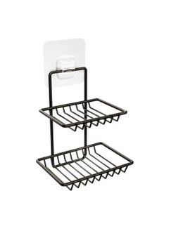 Sulfar Wall Mounted Double Layer Soap Dish Holder Stainless Steel Wall Hanging Soap Storage Rack for Kitchen Bathroom with Self Adhesive Magic Sticker (Black) - pzsku/Z6480F8BA29CDE1A6B244Z/45/_/1733915879/19a8edc4-f489-4b36-8262-6c256e3323db