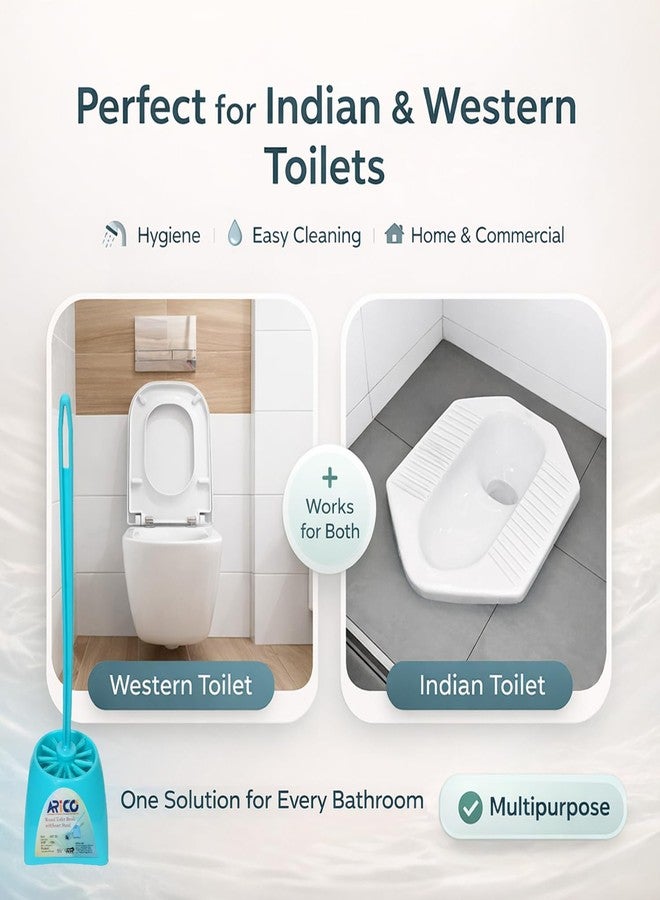 ARICO Toilet Brush with Holder Stand for Bathroom Cleaning, Toilet Brush with Holder Stand Set, WC Cleaning Brush, Commode Cleaning Brush, Long Handle Toilet Cleaner Brush, Bathroom Accessories - Image 2