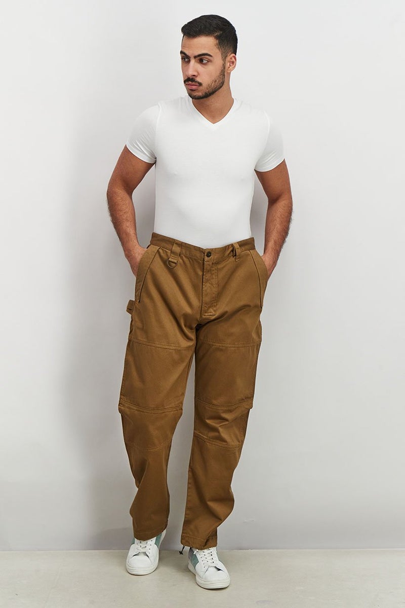 DIESEL Men Regular Fit Plain Trouser Pants, Brown  - Image 2