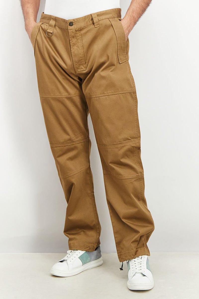 DIESEL Men Regular Fit Plain Trouser Pants, Brown  - Image 1