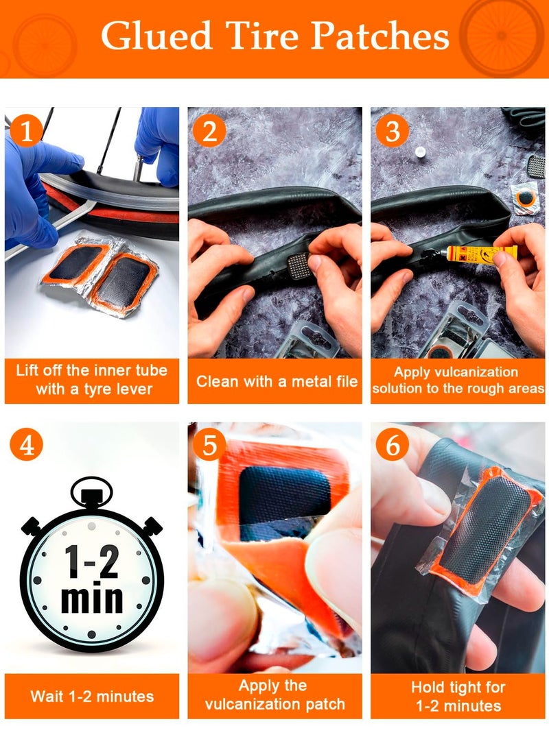 نجم ستايل طقم أدوات إصلاح ثقب الدراجة 84 قطعة ， رقع إصلاح ثقب الدراجة ذاتية اللصق طقم إصلاح ثقب الدراجة طقم إصلاح إطارات الدراجة، ملف معدني للكرو بار، أطقم إصلاح إطارات الدراجة للدراجات الجبلية/الدراجة على الطرق أو دراجة ركاب - Image 4