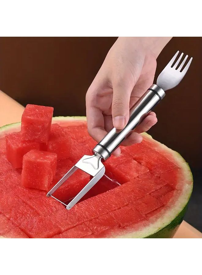 Stainless Steel Watermelon Cutting Fork With Ergonomic Handle Multifunctional Melon Divider - Image 1