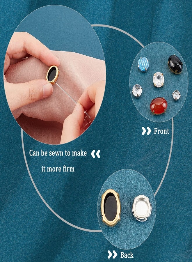 CHGCRAFT 96Pcs 24 Styles Brass Rhinestone Claw Settings Teardrop Horse Eye Oval Round Hollow Sew on Prong Setting for Rhinestone Gemstone Cabochon Resin Jewelry Making - Image 5