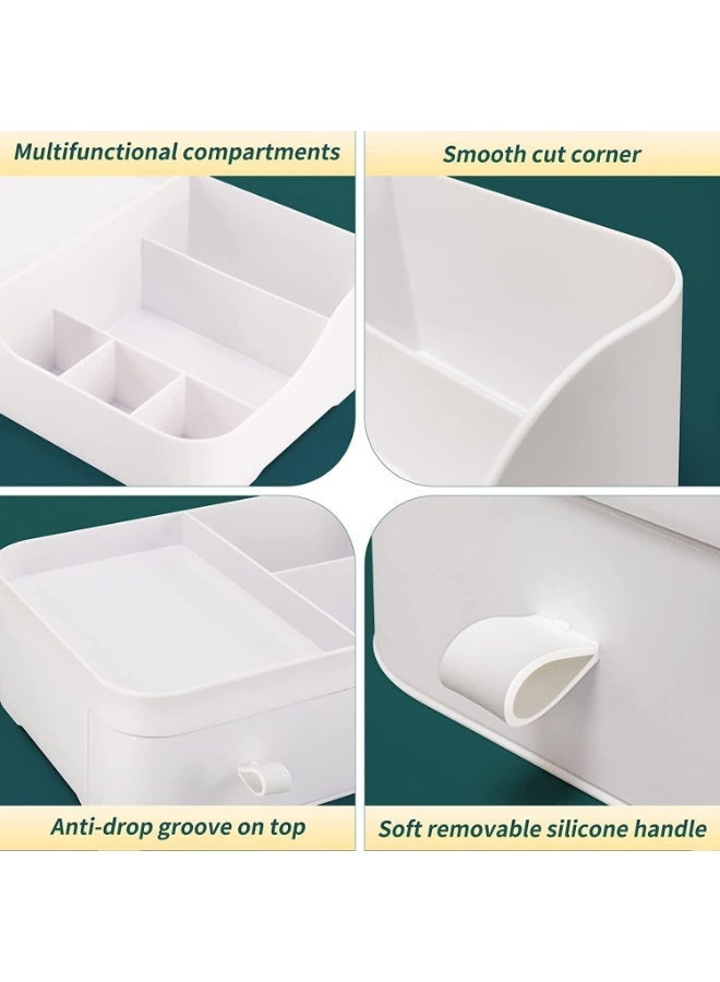 3. Makeup Storage Organizer Box – Elegant White Beauty Organizer with Drawer and Compartments for Skincare Bottles, Cosmetics, Jewelry & Daily Essentials - Image 3