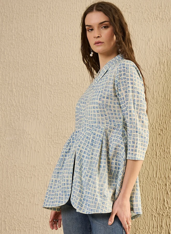 sanskrutihomes Sanskrutihomes Checked Print Pleated Top