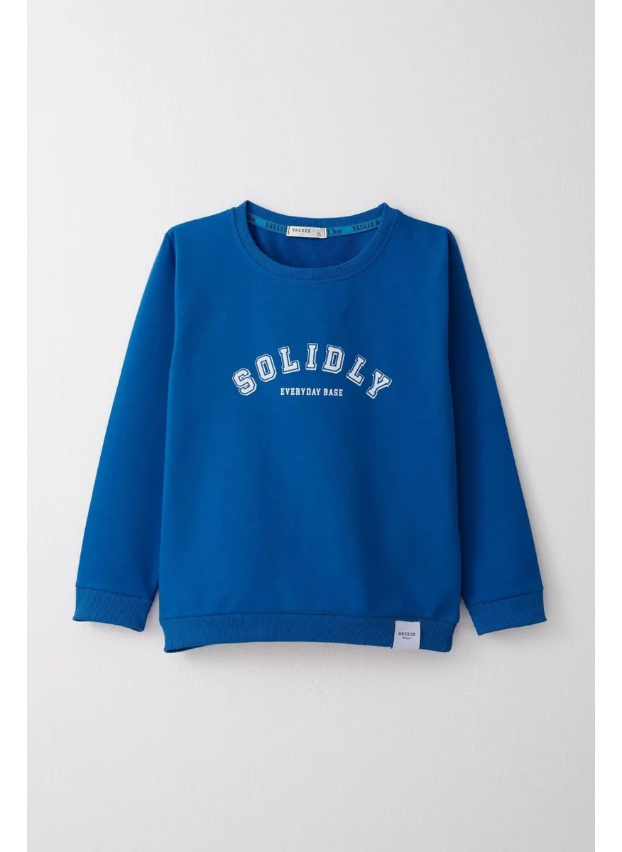 Breeze Boy's Tracksuit Printed Text 4-8 Years Old, Saxe Blue