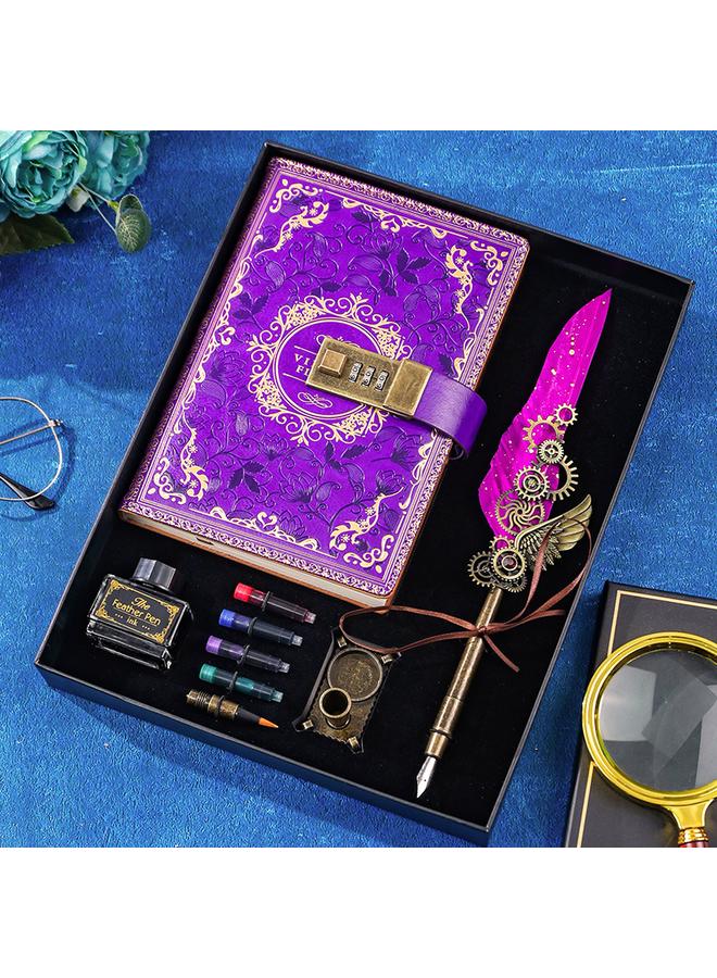 Bluejw Retro European-style Password Notebook Gift Box Hand Account Suit With Lock Hand Account Book For Boys And Girls Cute Cartoon Girls - Image 2