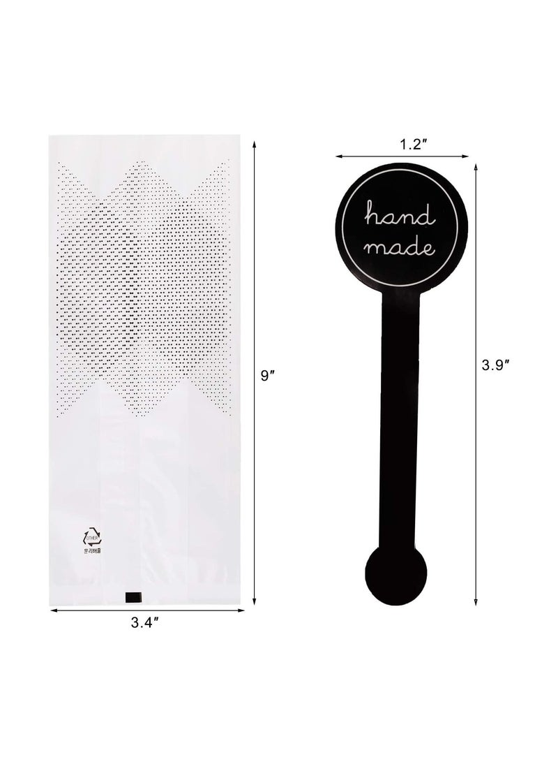 إيونتو 100 قطعة من أكياس الكوكيز البلاستيكية الشفافة لحلوى الكوكيز وأكياس التغليف وديكور الحفلات وأكياس الكيك وكعكة الشوكولاتة والحلوى والوجبات الخفيفة جيدة لمستلزمات حفلات المخابز - Image 2