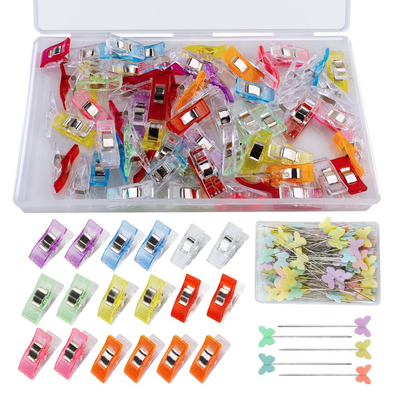 160 Pcs Sewing Clips Clips for Sewing Wonder Clips Quilting Crafting Clips Fabric Clips Patchwork Clips Butterfly Head Pins Sewing Accessories for Sewing Crafting