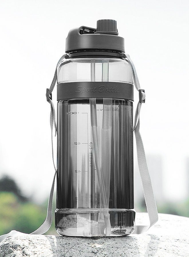 GROIC 33 oz Water Bottles with Removable Straw & Volume Marker, Leakproof Jug for Fitness water Bottle Straw, Sports Strap - Image 2