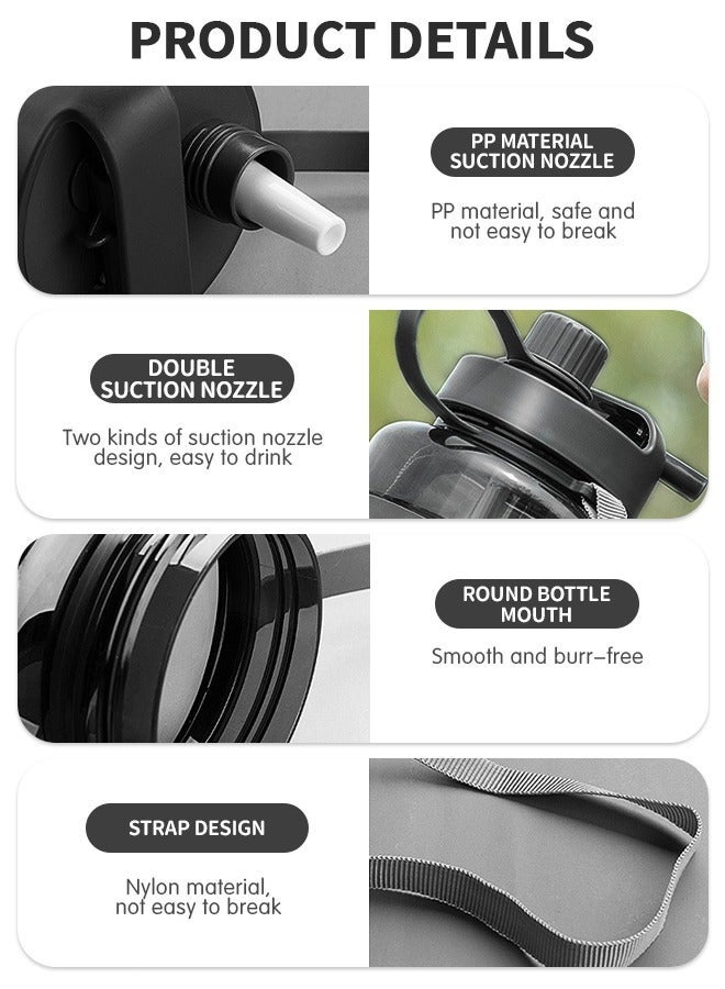 GROIC 33 oz Water Bottles with Removable Straw & Volume Marker, Leakproof Jug for Fitness water Bottle Straw, Sports Strap - Image 3
