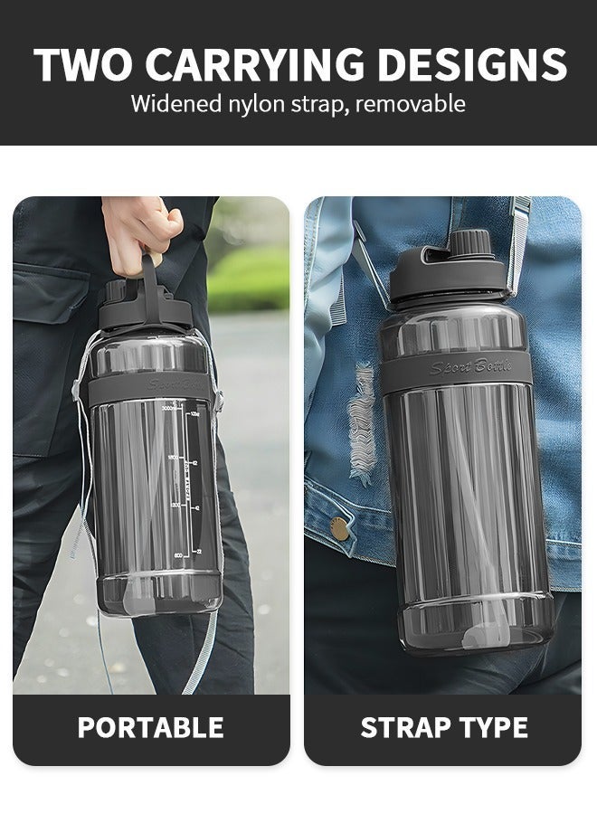 GROIC 33 oz Water Bottles with Removable Straw & Volume Marker, Leakproof Jug for Fitness water Bottle Straw, Sports Strap - Image 5