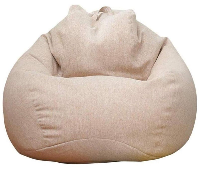 غطاء كيس فول محشوة ألعاب من نسيج مخملي لتخزين الملابس منظم مقعد على الأرض قابل للطي غطاء أريكة للكرسي من الكتان - Image 1