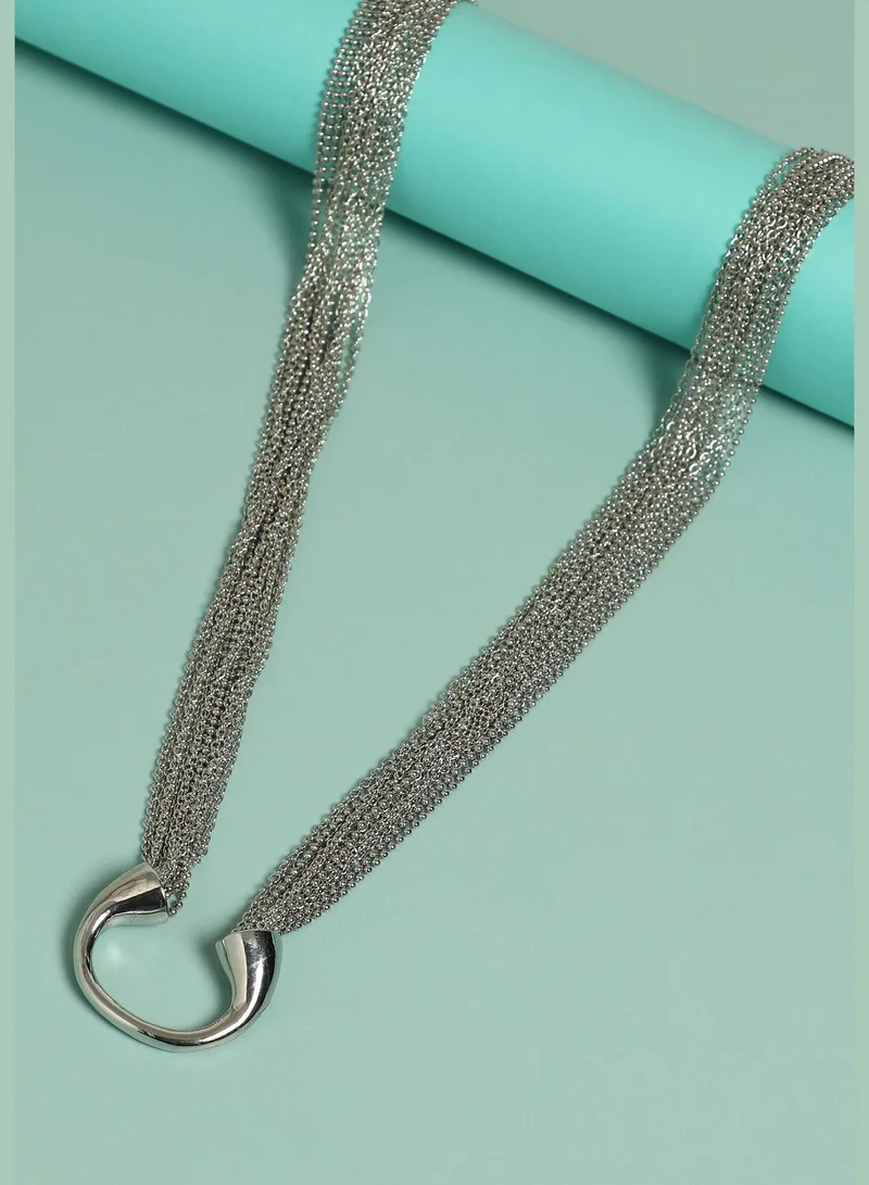 SOHI Silver Plated Designer Stone Western Wear Necklace For Women