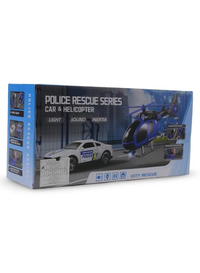 Police Rescue Set with Helicopter & Car – Light & Sound Effects - Image 2