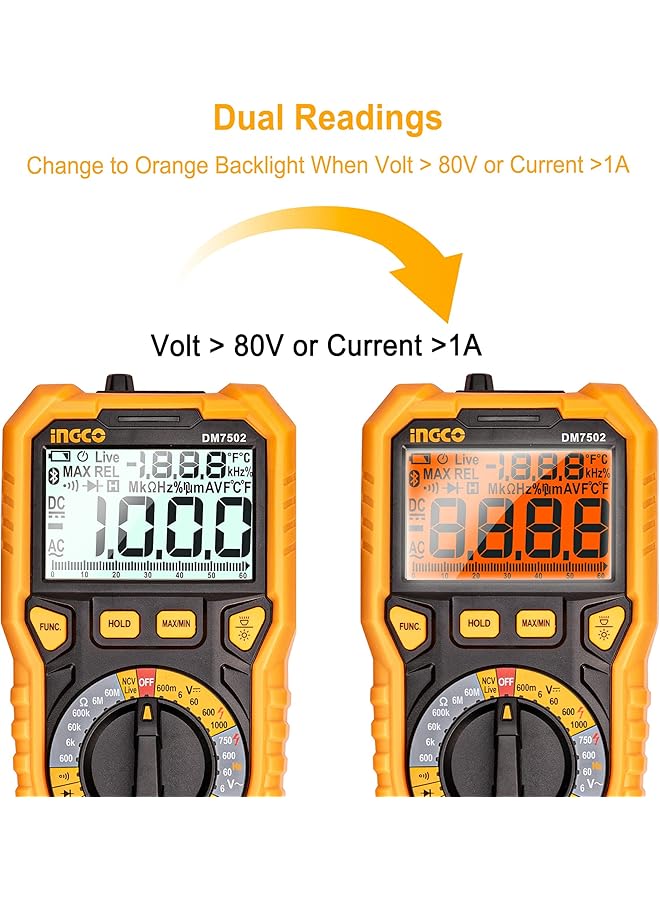 INGCO Dm7502 600V Digital Multimeter With 6000 Counts Display, Multicolor - Image 4