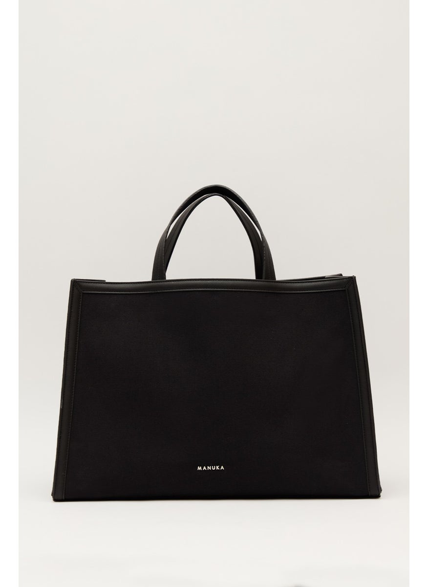 Manuka - Canvas Leather Detailed Shopper Bag Black - Image 1