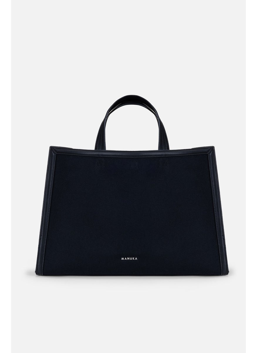 Manuka - Canvas Leather Detailed Shopper Bag Black - Image 1
