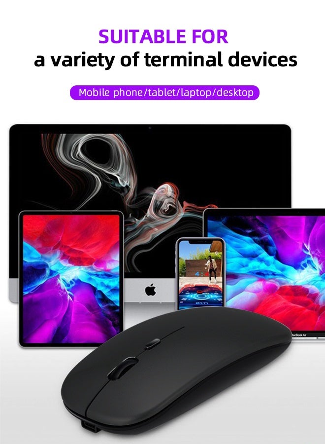 TSYO Ultra-Thin Wireless Bluetooth Mouse ,Bluetooth 5.1 + USB, 2.4G Rechargeable 600.0 mAh M40 Wireless Silent Mouse Ergonomic Design 3 Adjustable DPI Black - Image 3