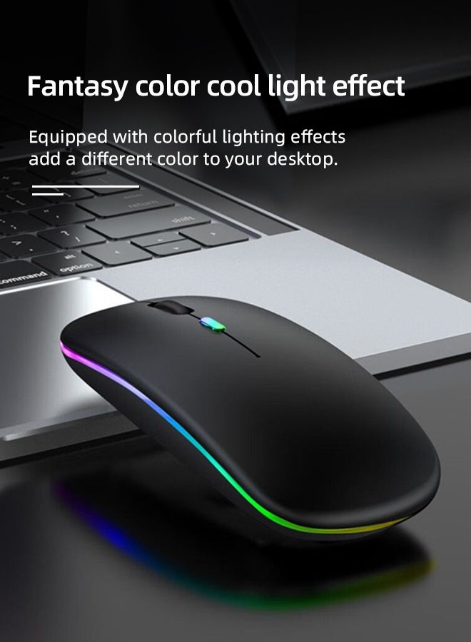 TSYO Ultra-Thin Wireless Bluetooth Mouse ,Bluetooth 5.1 + USB, 2.4G Rechargeable 600.0 mAh M40 Wireless Silent Mouse Ergonomic Design 3 Adjustable DPI Black - Image 5