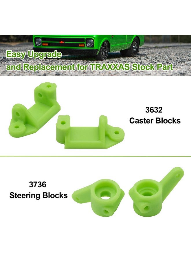 OGUNKE Ogrc Plastic Front Caster Block & Steering Blocks And Rear Stub Axle Carriers For Traxxas 1/10 2Wd Slash Stampede Rustler Replace 3632 3736 3752 (Green) - Image 3