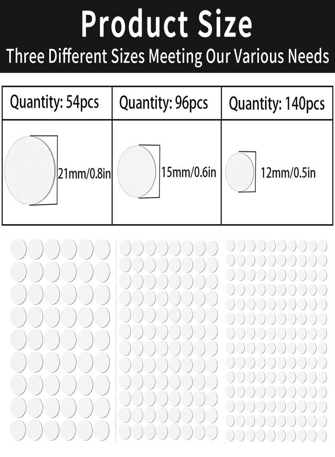 Cranviech 290 Pcs Screw Hole Cover Stickers, PVC Screw Hole Cover Caps, 3 Sheets 12mm 15mm 21mm Self-Adhesive Dustproof Sticky Decals, for Wood Furniture Cabinet (White) - Image 2