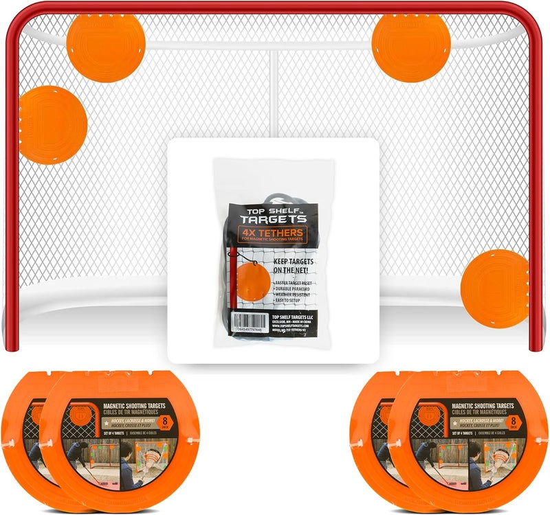 PROGUARD Top Shelf Targets 4 Pack Magnetic Hockey & Lacrosse Goal Targets - 8-Inch Orange - Image 1
