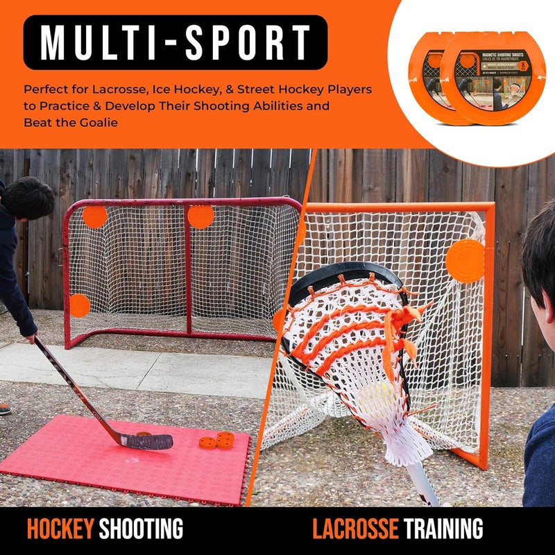 PROGUARD Top Shelf Targets 4 Pack Magnetic Hockey & Lacrosse Goal Targets - 8-Inch Orange - Image 5