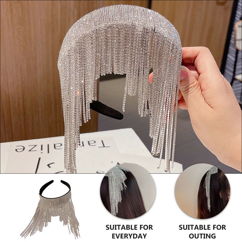 2pcs Sparkly Rhinestone Hair Band Stylish Tassel Decor Elegant Hair - Image 5
