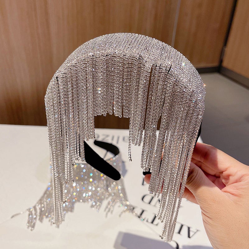 2pcs Sparkly Rhinestone Hair Band Stylish Tassel Decor Elegant Hair - Image 2