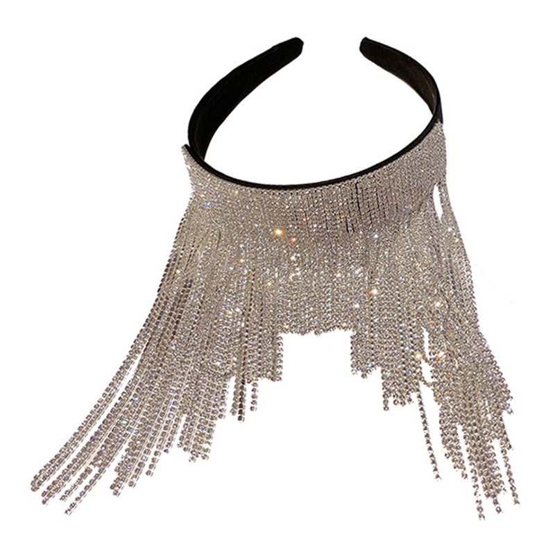 2pcs Sparkly Rhinestone Hair Band Stylish Tassel Decor Elegant Hair - Image 1