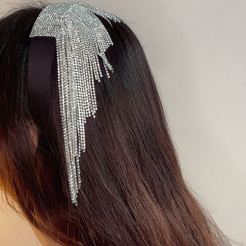 2pcs Sparkly Rhinestone Hair Band Stylish Tassel Decor Elegant Hair - Image 4