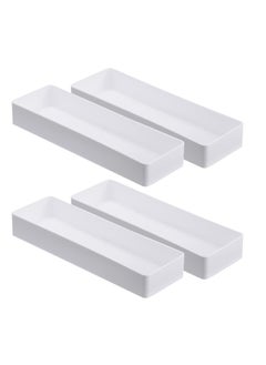 Excefore 2 Pack Plastic Drawer Organizer, 9.5 x 3 x 1.4 In Tabletop Organizer Tray Stationery Holder White Half Accessory Tray Stackable Storage Container For Vanity Office Home Utensils Gadgets Shelf Kitchen  - Image 1