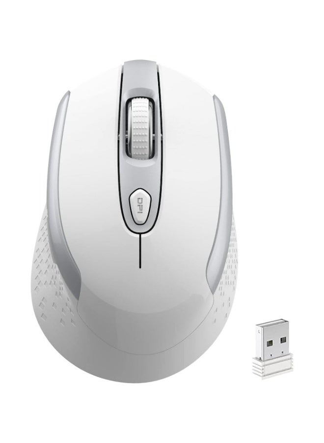 TM004 Wireless Mouse – 6 Buttons Silent Clicks, 2.4GHz Cordless Mouse with 3 Adjustable DPI Levels & Ergonomic Design for Laptop, PC & Chromebook (White) - Image 1