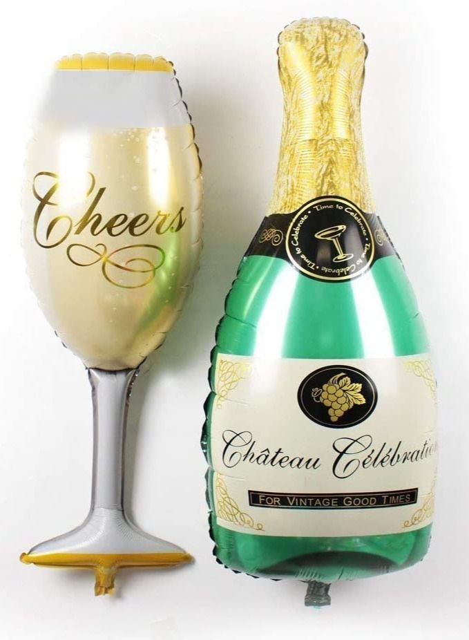 Brain Giggles Glass and Bottle Foil Design Balloons for Birthday and Anniversary Party Decoration - Image 1